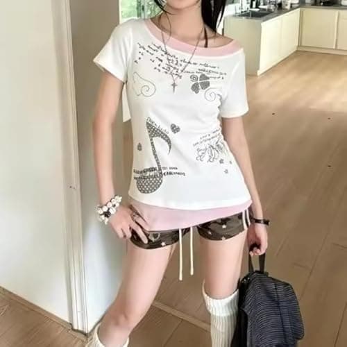 Y2K Cutecore Kawaii Lolita Shirt Women Sweet Wishcore Juminocore Igari Cartoon Print Cute Teen Tshirt Top Clothes thumbnail 6