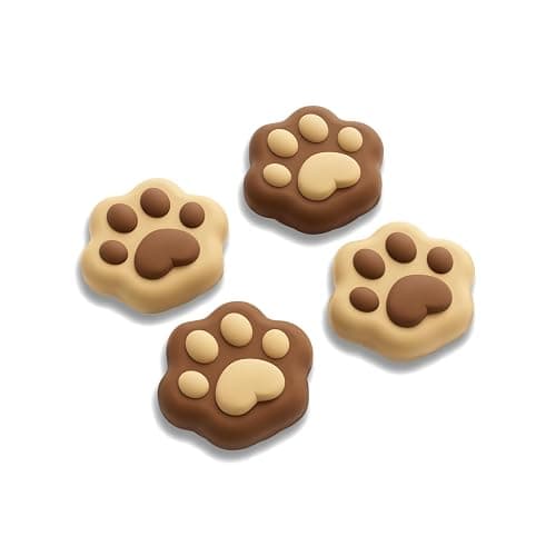 GeekShare Cat Paw Joystick Caps Compatible with Switch 2, Anti-Slip Silicone Thumb Grip Caps for Switch 2025, Milk Tea Brown, 4pcs - Image 1