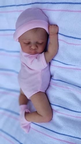 RXDOLL Mini Reborn Baby Dolls Girl Age 3+ 10 Inch Realistic Small Newborn Doll Eyes Closed Lifelike Tiny Silicone Baby That Look Real Cloth Body Vinyl Handmade Baby Doll Toys - Image 1