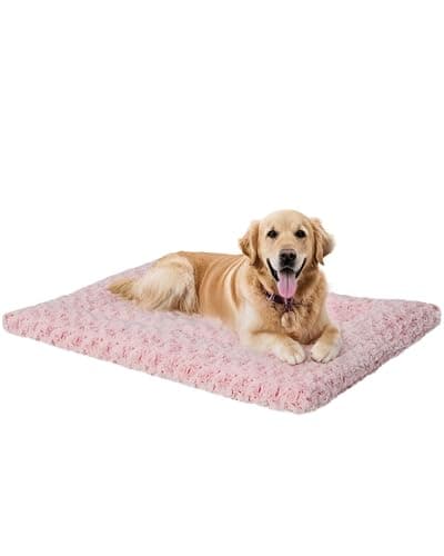 Washable Dog Bed Mat Crate Pad Soft Fluffy Pet Kennel Beds Dog Sleeping Mattress for Large Jumbo Medium Small Dogs, 41 x 27 Inch, Pink - Image 1