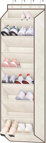 SLEEPING LAMB Over The Door Shoe Organizer for Closet with Large Deep Pockets, Narrow Shoe Rack for Door Hanging Boots Storage, Beige - Image 1
