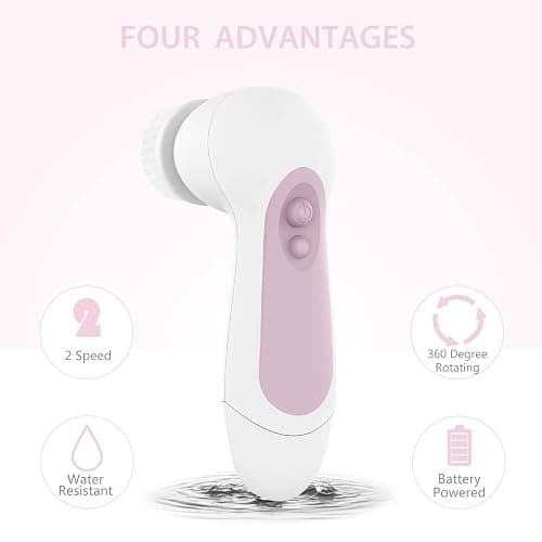 Waterproof Facial Cleansing Spin Brush Set with 5 Exfoliating Brush Heads - Electric Face Scrubber Cleanser Brush by CLSEVXY - Face Brush for Gentle Exfoliation and Deep Scrubbing thumbnail 3