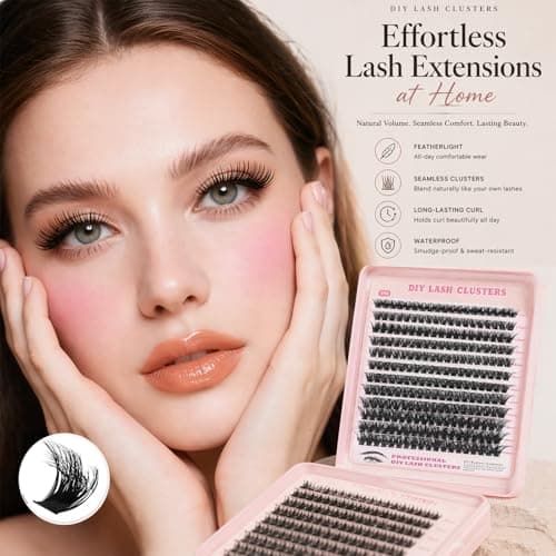 Lash Clusters 80D 100D Eyelash Clusters Volume Thick 10-18mm D Curl Soft Individual DIY Lash Extensions Fluffy Wispy Lightweight Reusable Natural Look at Home for Beginners(518 Pcs) thumbnail 8