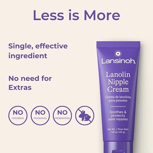 Lansinoh Lanolin Nipple Cream Safe for Breastfeeding Baby, 100% Natural Nipple Butter for Mom, Breastfeeding Essentials, 1.41 Ounces thumbnail 3