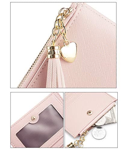 Belsmi Women's Small Compact Slim Leather Mini Wallet Lady Purse Zipper Pocket Card Organizer Bifold Wallets (Grey) thumbnail 6