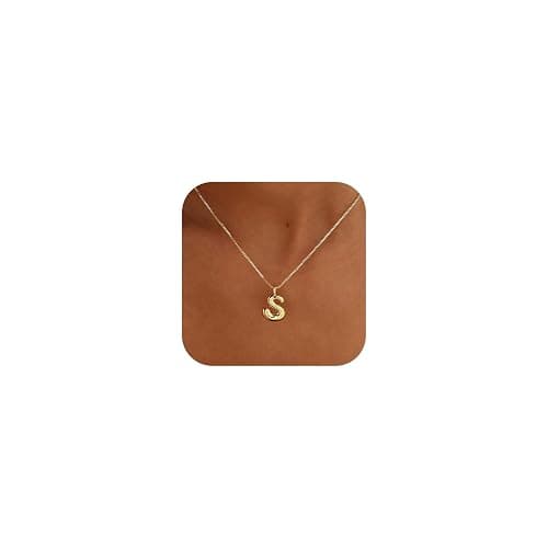 Thaivor Bubble Gold Silver Letter Necklace Initial Necklaces for Women Trendy 14K Dainty Charm Pendant Name Necklace Personalized Jewelry Gift for Women Teen thumbnail 2