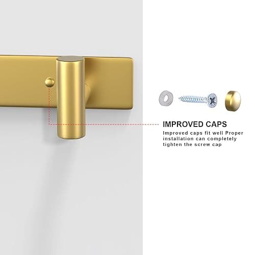 VAEHOLD Hat and Coat Wall Mount Rack - Hooks for Robes, Bags, Keys, and Towels - Bathroom Towel Hanger Organizer (Gold, “T“ Shape 4 Hooks 1 Pack) thumbnail 6