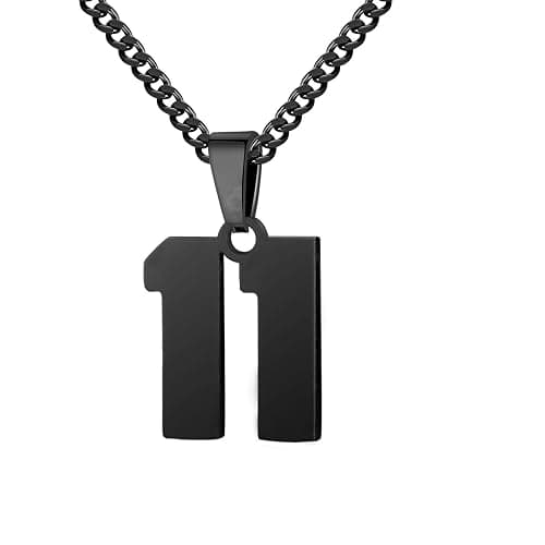 Athletes Jersey Number Necklace 0-99 for Men - Stainless Steel Chain 22+2 Inch Personalized Charm Pendant - Inspirational Basketball Baseball Football Jewelry Gift - Image 1