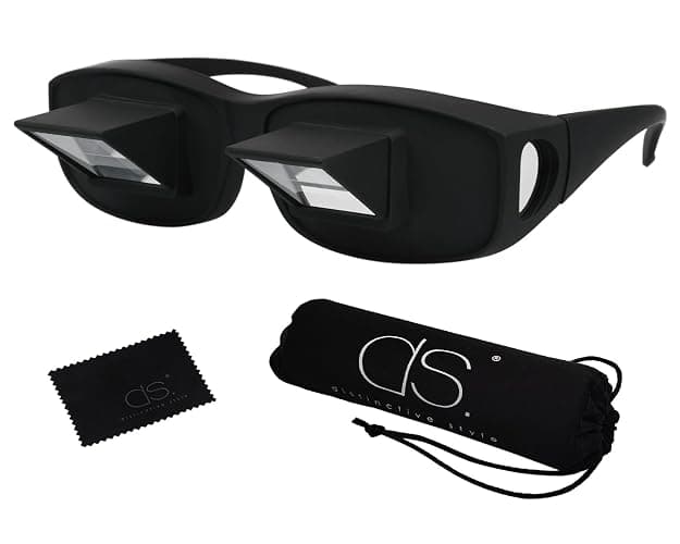 DS. DISTINCTIVE STYLE Lazy Readers Glasses Prism Glasses Lying Down Bed Horizontal Watching TV Reading Spectacles Horizontal Glasses - Black - Image 1