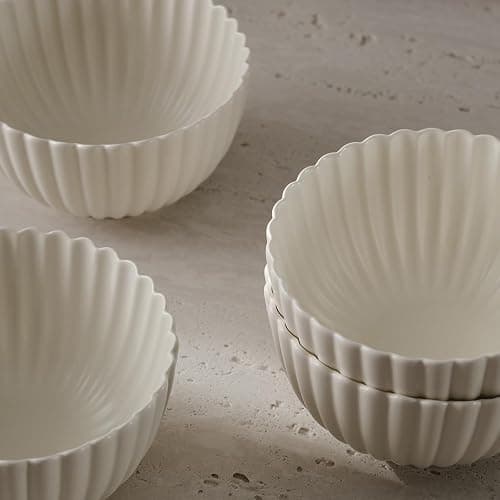 Flower-Shaped Daisy Bowl Set, 5.5-Inch, 17oz Matte Crème - Pack of 4 (Matte Crème) thumbnail 5