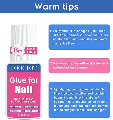 Super Strong Nail Glue for Nail Tips,Acrylic Nails and Press on Nails,Built in Brush on Nail Glue for Press on Nails,Long Lasting Nail Cement(8ml*2) thumbnail 8