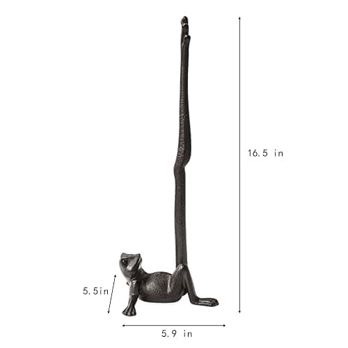 Mozhixue Frog Paper Towel Holder 16.5'' Cast Iron Paper Towel Holder Funny Toilet Paper Holder for The Floor or Counter in The Kitchen or Bathroom Bronze Rustic,Frog thumbnail 3
