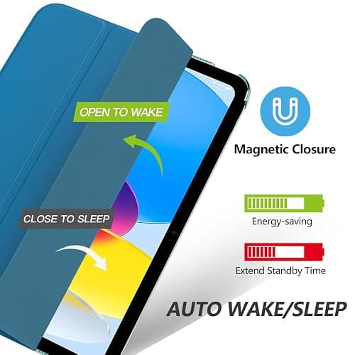 MoKo for iPad (A16) 11th Generation Case 11 Inch 2025,iPad 10th Generation Case 10.9 Inch 2022,Slim Stand Hard PC Translucent Back Shell Smart Cover,Support Touch ID,Auto Wake/Sleep, Peacock Teal Blue thumbnail 4