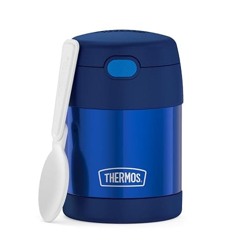 THERMOS FUNTAINER 10 Ounce Stainless Steel Vacuum Insulated Kids Food Jar with Folding Spoon, Navy - Image 1