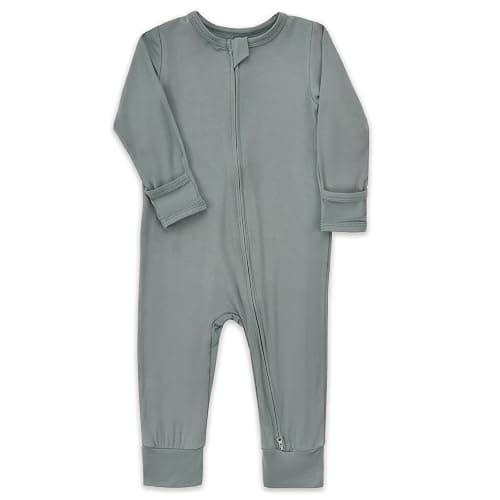Aablexema Baby Footless Pajamas Zipper with Mitten, Rayon from Bamboo, Infant Long Sleeve Romper Pjs thumbnail 2