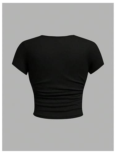 SOLY HUX Girl's Basic T-Shirts Set Crew Neck Short Sleeve Crop Top 3 Packs Summer Fitted Tees thumbnail 5