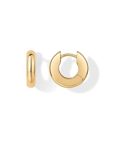 PAVOI 14K Gold Plated Chunky Huggies Earrings for Women - 925 Sterling Silver Posts Small Gold Huggie Hoop Earrings - Ultra Thick Hoops Trendy Jewelry - Image 1