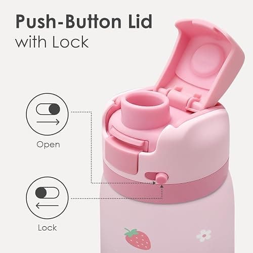 Strawberry Bow Insulated Stainless Steel Water Bottle with Straw for Sports and Travel, 32oz, Gifts for Women Girls Friends Teens Birthday Christmas thumbnail 4