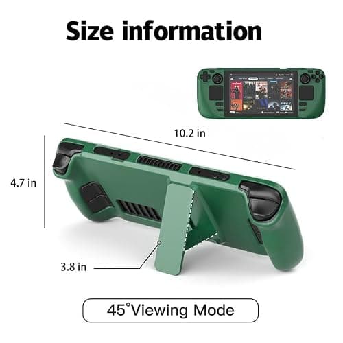 bibuks ﻿Steam Deck Case,Steam Deck OLED Protective Case,Non-Slip Skin Protective Shell Accessories with Kickstand ,2 Screen Protector, 4 Thumb Grip (Green) thumbnail 7