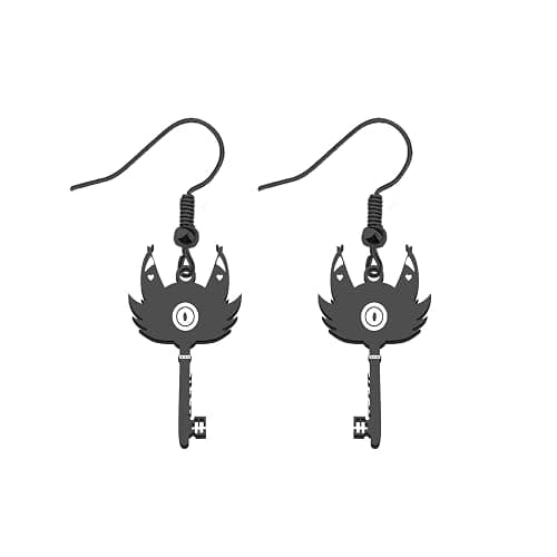 LQRI Anime Character Gifts Demon Cartoon Characters Inspired Heart-Shaped Wings Key Earrings Anime Series Merchandise - Image 1