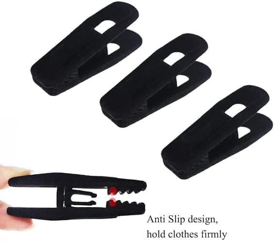 TOFIIGREM Black Velvet Hangers Clips 20 PCS, Non-Slip Velvet Clips for Suit Pant Skirt Hanger, Strong Finger Clips Perfect for Thin Flocking Hangers - 20pc - Black thumbnail 6