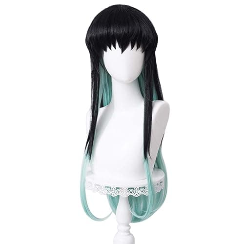 Black Blue Long Straight Hair for Women Halloween Conventions Cos Anime Party Heat Resistant Synthetic Fabric Costume Hairs - Image 1