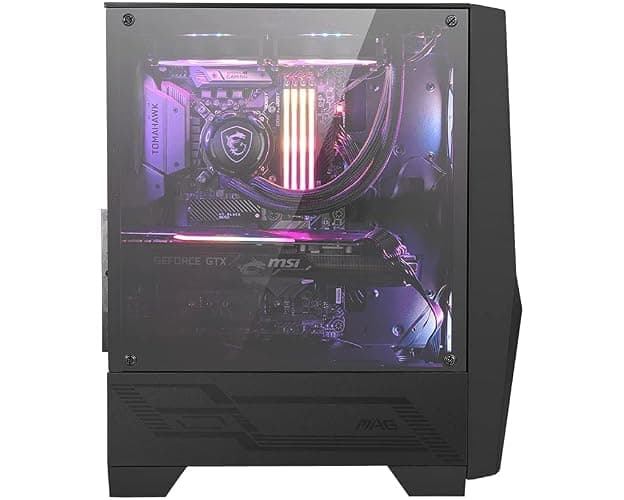 MSI MAG FORGE 100R Mid Tower Gaming Computer Case (Black, 2x 120mm ARGB PWM Fan, 1x 120mm Fan, 1-6 ARGB Hub, Tempered Glass, MSI Center, ATX, mATX, mini-ITX) thumbnail 2
