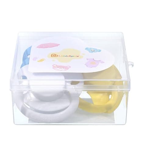 Landofgenie Adult Silicone Pacifier 3-Piece Set, BPA-Free, Blue + Yellow + White, Butterfly-Shaped thumbnail 7