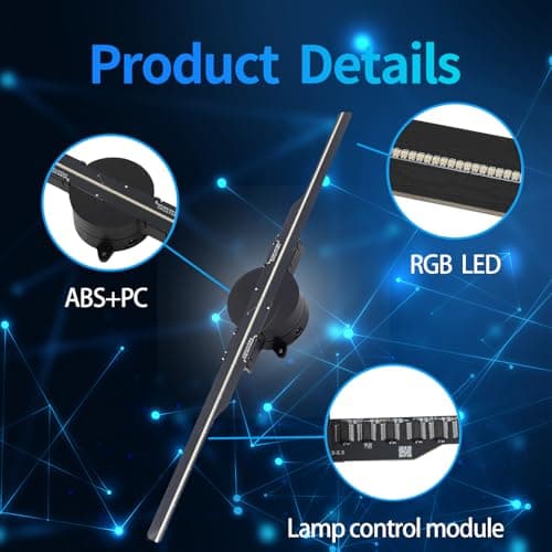 3D Hologram Fan, 16.5in 3D Hologram Projector Advertising Display With 224 LED Light Beads Holographic Video Projector for Business Store Signs, Bar, Casino, Party, Christmas thumbnail 2