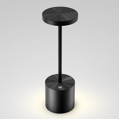 JALVDE Cordless Table Lamps Rechargeable - Outdoor Waterproof LED Table Light Portable 5000mAh Battery Operated Lamp 3 Color Stepless Dimming with Memory Function for Restaurant Dining Patio Black - Black - Image 1