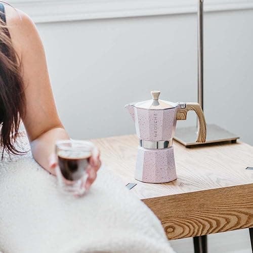 GROSCHE Milano Moka pot, Stovetop Espresso maker, Greca Coffee Maker, Stovetop coffee maker and espresso maker percolator (Pink, 3 cup) thumbnail 7