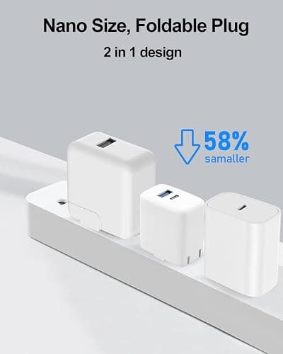 20W Dual Port Fast Charger for iPad 9th 8th 7th 6th 5th Generation 10.2 inch, iPad Air 3/2, iPad mini 5/4/3, Foldable Wall Charger with 6.6ft USB-C to Lightning Fast Charging Cable thumbnail 4