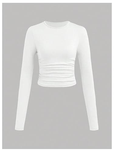 SOLY HUX Girl's Long Sleeve T Shirts 3 Packs Crewneck Fall Tees Ruched Fitted Tee Shirt Tops thumbnail 3