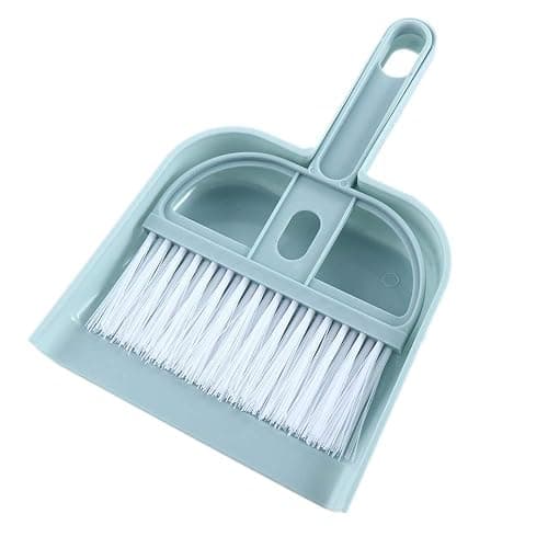 Mini Plastic Dustpan and Brush Set, Mini Dust Pans with Brush, Mini Hand Broom and Dustpan Set for Table, Desk, Keyboard, Cars(blue) - Image 1