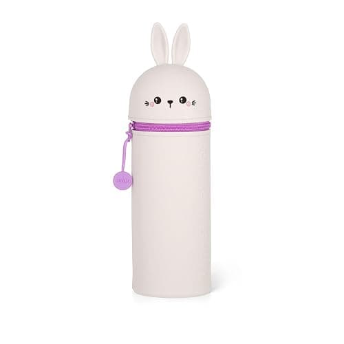 Legami - Estuche escolar Kawaii 2 en 1 de silicona blanda, tema Bunny, portabolígrafos de mesa, cremallera, lápices de colores rotuladores, H 18,5 cm - Image 1