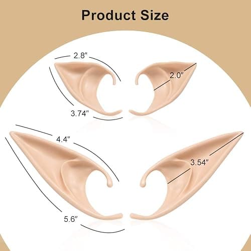 FRESHME Fairy Pixie Elf Ears - Cosplay Pointed Ears Halloween Costume Renaissance Accessories Vampire Ears Anime Dress Up thumbnail 2