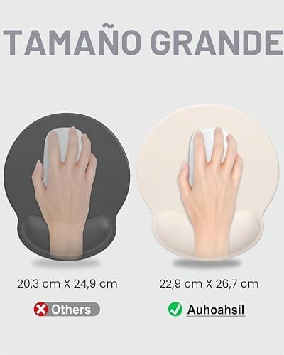 Auhoahsil Alfombrilla de Mouse ergonómica con reposamuñecas, Almohadilla de Gel para aliviar el Dolor, Soporte de muñeca para Laptop, Alfombrilla de Mouse con Base de Poliuretano Antideslizante, thumbnail 6