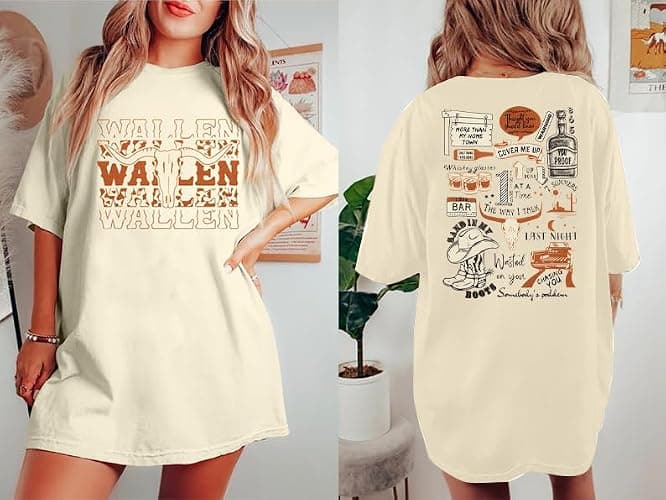 BANGELY Cow Skull Women Oversized Shirt Country Music T-Shirt Vintage Western Graphic Tee 80 90s Music Lover Short Sleeve Top thumbnail 2