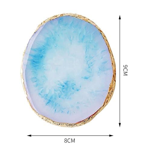 2 Pieces Resin Nail Art Palette, Nail Art Painting Gel Palette Gold Edge Color Makeup Display Board Nail Art Display Cosmetic Mixing Tools - White and Blue thumbnail 2