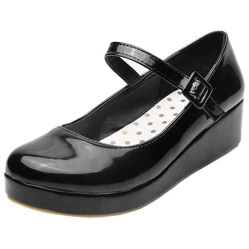 Parisuit Womens Mary Jane Wedge Platform Shoes Patent Leather Ankle Strap Pumps Sweet Shoes thumbnail 8