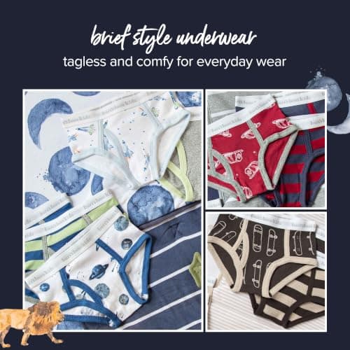Burt's Bees Baby Boys' Organic Cotton Brief Underwear, 5-Pack | Easy, breathable toddler undies provide maximum coverage for kids on the move thumbnail 5