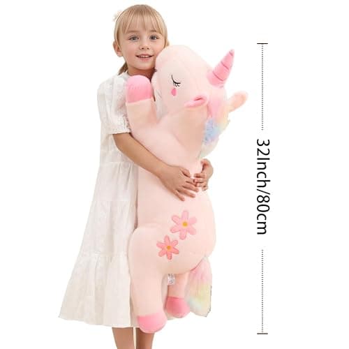 32inch Cute Giant Pink Unicorn Plush, Jumbo Soft Body Pillow Pet, Large Rainbow Unicorn Stuffed Animals Toy, Big Doll for Kids Girls and Boys, Birthday, Valentine's Day thumbnail 3