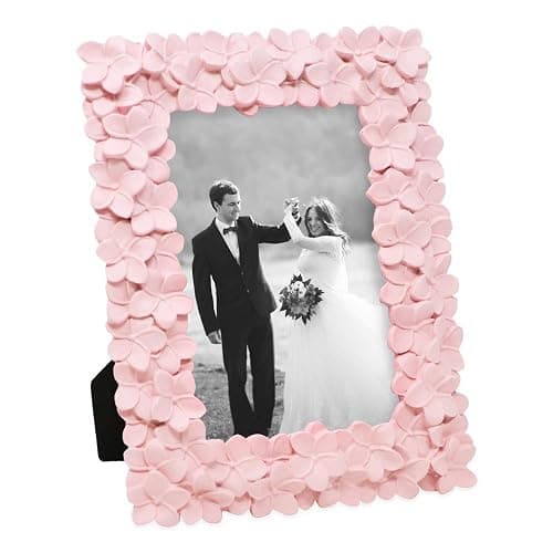 Laura Ashley 4x6 Pink Flower Textured Hand-Crafted Resin Picture Frame with Easel & Hook for Tabletop & Wall Display, Decorative Floral Design Home Décor, Photo Gallery, Art, More (4x6, Pink) thumbnail 5