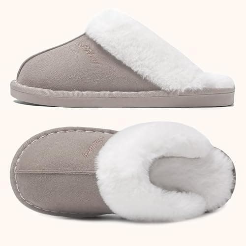 Misolin Damen Herren Hausschuhe Winter Warme Faux Pelz Slippers Weiche Flache Plüsch Pantoffeln Rutschfeste Outdoor/Indoor - mit super Qualität thumbnail 4