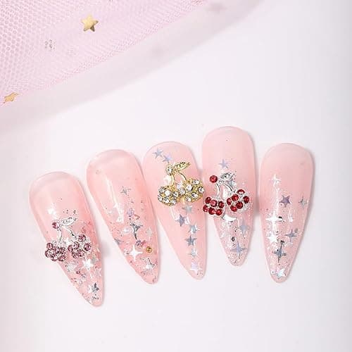CUBLIVE 24PCS Nail Charms Y2k Alloy Nail Art Rhinestone Charms 3D Heart Bow Butterfly Charm with Rhinestones Cherry Nail Gems Shiny Jewelry Nail Decorations Accessories Supplies (SS) thumbnail 6