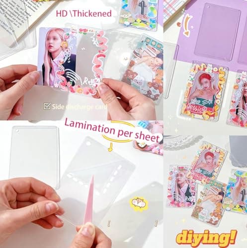 6 Kpop Photocard Holder Keychain Toploaders,6 Wrapped Gift Sets，50 Holographic Card Sleeves for Trading Cards,35Sheets Deco Stickers,2 Pcs Cute Little Pendant (Star II) thumbnail 3