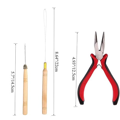 Orgrimmar Hair Extension Remove Pliers Pulling Hook 500 PCS Micro Silicone Rings Bead Device Tool Kits for Professional Hair Styling Tools Accessory (Black) thumbnail 4