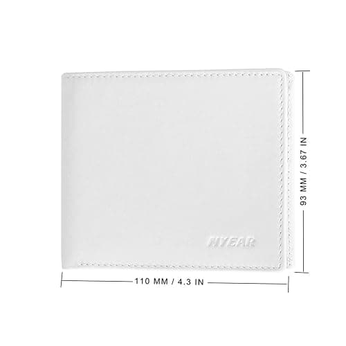 NYEAR White Wallet,Four layers conductive fabric anti RFID reading,Slim Mens Wallet Leather Bifold Wallets for Men As Nice Gifts for Birthday, Anniversary and Graduation,White thumbnail 2