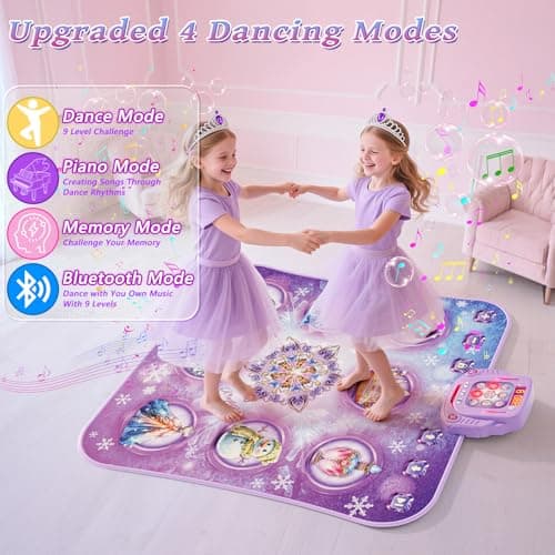 Dance Mat Toy for 3-12 Year Old Girls, Electronic Dance Pad with Wireless Bluetooth,Frozen 8-Button Music Princess Toys Play Mat for Kids with LED Light, Built-in Music, Toddlers Birthday Gift Ages 3+ thumbnail 3