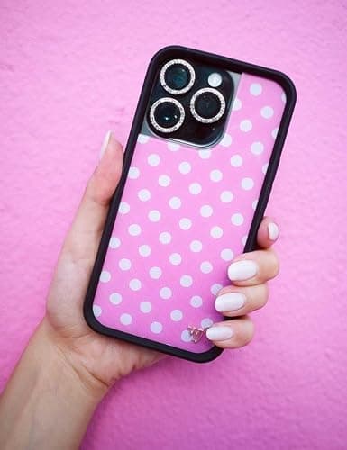 Wildflower Cases - Compatible with Apple iPhone 13/14 | Protective Black Bumper, 4ft Drop Test Certified, Women Owned Small Business | Pink Polka Dot - Bright Spot Aesthetic Cute Trendy thumbnail 5